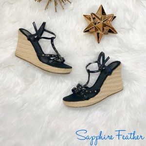 Rope-Wrapped Wedge Sandals